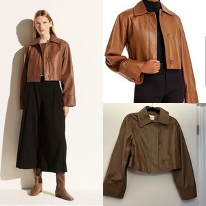 NEW Vince Cropped Leather 100% Lamb Brown Jacket NWOT